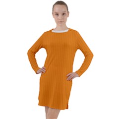 Apricot Orange & White - Long Sleeve Hoodie Dress by FashionLane