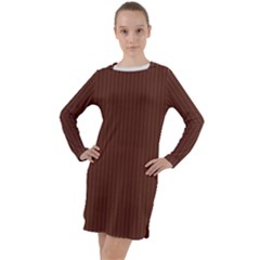 Emperador Brown & White - Long Sleeve Hoodie Dress by FashionLane