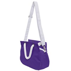 Spanish Violet & White - Rope Handles Shoulder Strap Bag by FashionLane