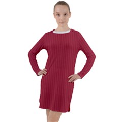 Vivid Burgundy & White - Long Sleeve Hoodie Dress by FashionLane