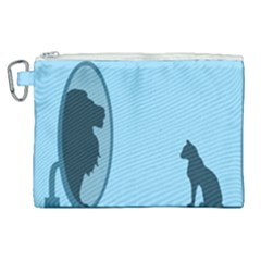 Cat Mirror Lion Canvas Cosmetic Bag (xl) by HermanTelo