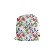 Flowers Pattern Drawstring Pouch (small) by goljakoff