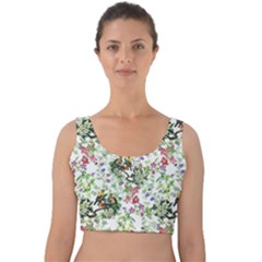 Green Flora Velvet Crop Top by goljakoff