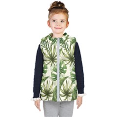 Green Leaves Kids  Hooded Puffer Vest by goljakoff