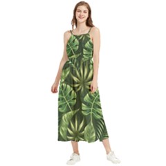 Green Leaves Boho Sleeveless Summer Dress by goljakoff