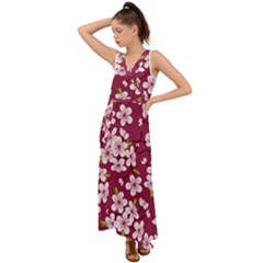 Sakura V-neck Chiffon Maxi Dress by goljakoff