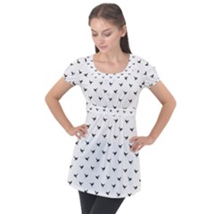 Birds Flying Motif Silhouette Print Pattern Puff Sleeve Tunic Top by dflcprintsclothing