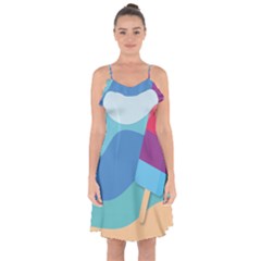 Ice Summer Beach Sea Dessert Ruffle Detail Chiffon Dress by HermanTelo