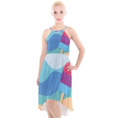 Ice Summer Beach Sea Dessert High-low Halter Chiffon Dress  by HermanTelo