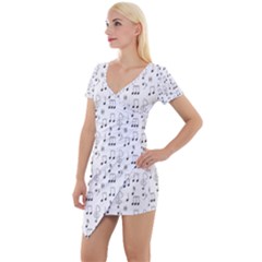 Music Notes Wallpaper Short Sleeve Asymmetric Mini Dress by Mariart