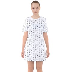 Music Notes Wallpaper Sixties Short Sleeve Mini Dress by Mariart