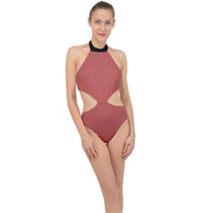 Blush Red - Halter Side Cut Swimsuit by FashionLane