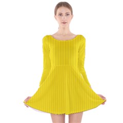 Bumblebee Yellow - Long Sleeve Velvet Skater Dress by FashionLane