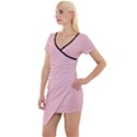 Baby Pink - Short Sleeve Asymmetric Mini Dress View1