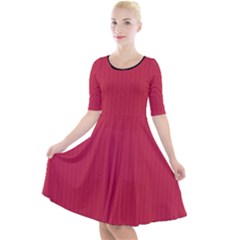 French Raspberry Red - Quarter Sleeve A-line Dress by FashionLane