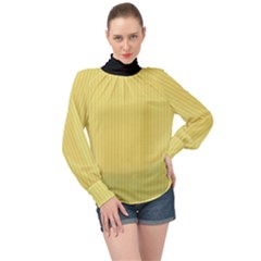 Harvest Gold - High Neck Long Sleeve Chiffon Top by FashionLane