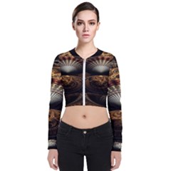 Fractal Illusion Long Sleeve Zip Up Bomber Jacket by Sparkle