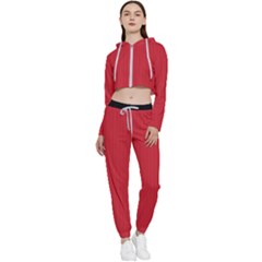 Flame Scarlet - Cropped Zip Up Lounge Set by FashionLane