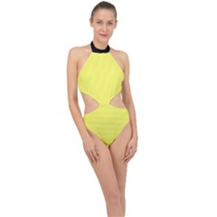 Laser Lemon - Halter Side Cut Swimsuit by FashionLane