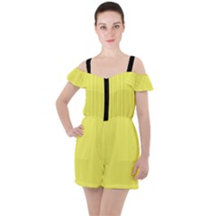 Laser Lemon - Ruffle Cut Out Chiffon Playsuit by FashionLane