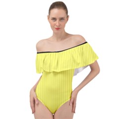 Laser Lemon - Off Shoulder Velour Bodysuit  by FashionLane