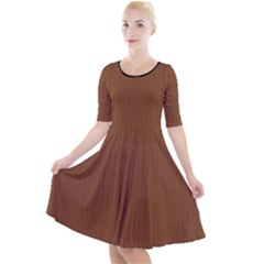 Caramel Cafe Brown - Quarter Sleeve A-line Dress by FashionLane