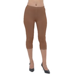 Caramel Cafe Brown - Lightweight Velour Capri Leggings  by FashionLane