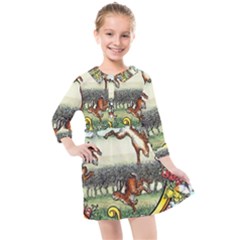 The Illustrated Alphabet - Q - By Larenard Kids  Quarter Sleeve Shirt Dress by LaRenard