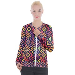 Square Pattern 2 Casual Zip Up Jacket by designsbymallika