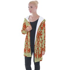 Roses Decorative In The Golden Environment Longline Hooded Cardigan by pepitasart