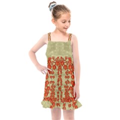 Roses Decorative In The Golden Environment Kids  Overall Dress by pepitasart