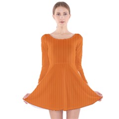 Carrot Orange - Long Sleeve Velvet Skater Dress by FashionLane