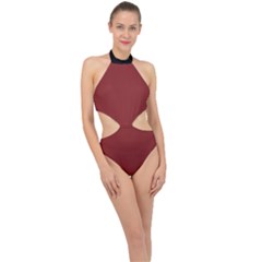 Chili Oil Red - Halter Side Cut Swimsuit by FashionLane