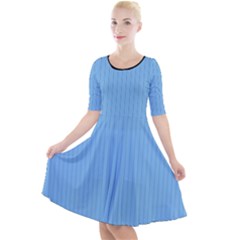 Aero Blue - Quarter Sleeve A-line Dress by FashionLane