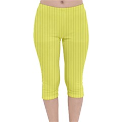 Unmellow Yellow - Velvet Capri Leggings  by FashionLane