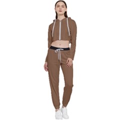 Brown Bear - Cropped Zip Up Lounge Set by FashionLane