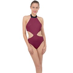 Rhubarb Red - Halter Side Cut Swimsuit by FashionLane