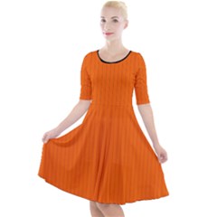 Just Orange - Quarter Sleeve A-line Dress by FashionLane