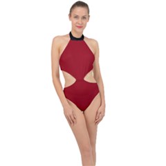 Just Red - Halter Side Cut Swimsuit by FashionLane