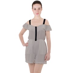 Pale Grey - Ruffle Cut Out Chiffon Playsuit by FashionLane