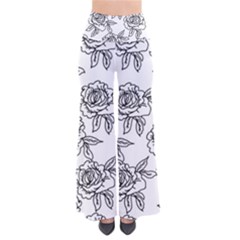 Line Art Black And White Rose So Vintage Palazzo Pants by MintanArt