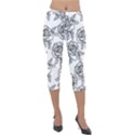 Line Art Black And White Rose Lightweight Velour Capri Leggings  View1