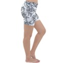 Line Art Black And White Rose Lightweight Velour Yoga Shorts View3