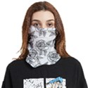 Line Art Black And White Rose Face Covering Bandana (Two Sides) View1