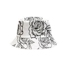 Line Art Black And White Rose Bucket Hat (kids) by MintanArt