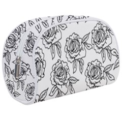 Line Art Black And White Rose Makeup Case (medium) by MintanArt