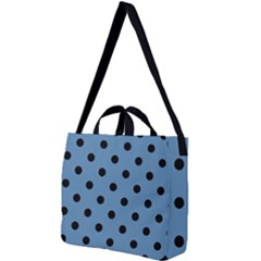 Large Black Polka Dots On Air Force Blue - Square Shoulder Tote Bag by FashionLane