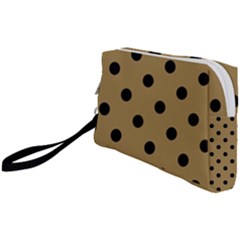 Large Black Polka Dots On Bronze Mist - Wristlet Pouch Bag (small) by FashionLane