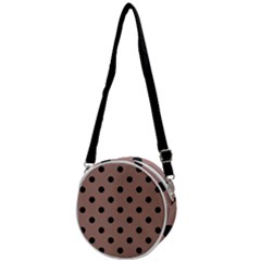 Large Black Polka Dots On Burnished Brown - Crossbody Circle Bag by FashionLane