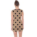 Large Black Polka Dots On Wood Brown - Lace Up Front Bodycon Dress View2